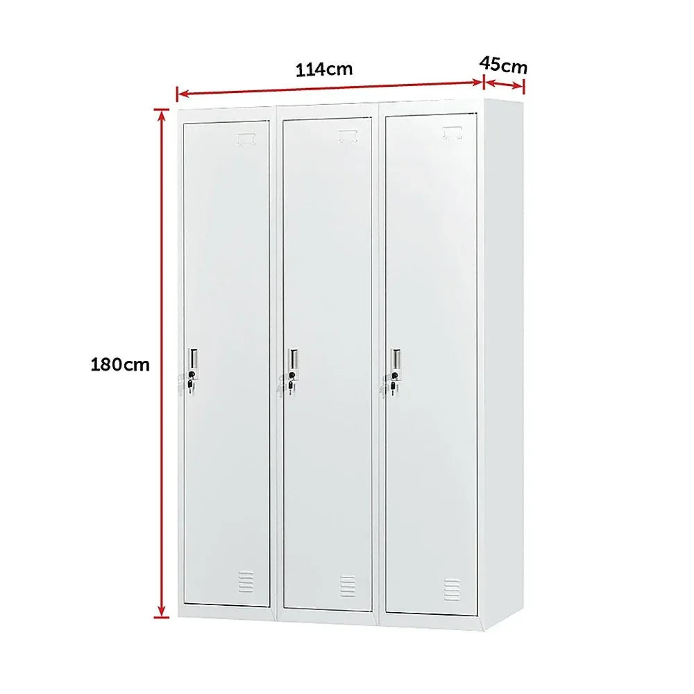 Three-Door Side by Side Office Gym Shed Storage Locker - Mekamart Australia