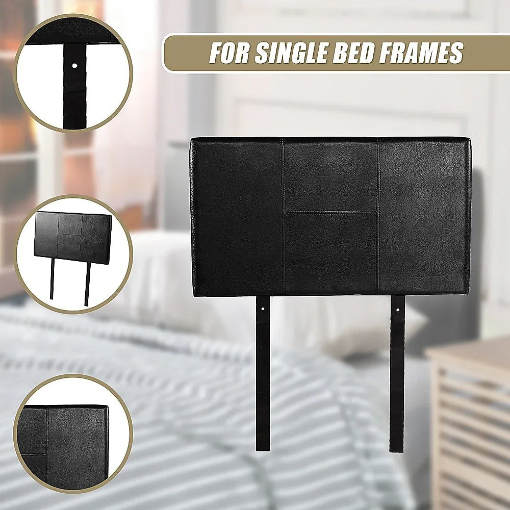 PU Leather Single Bed Headboard Bedhead - Black - Mekamart Australia