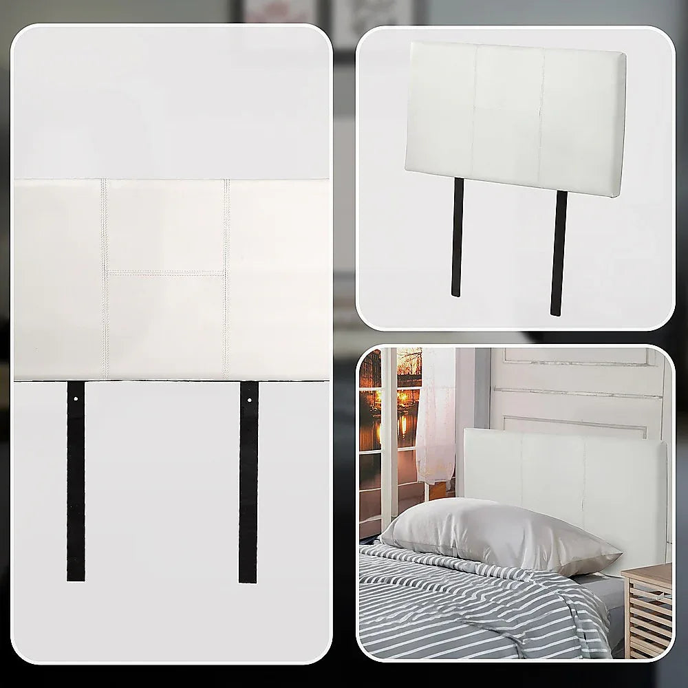 PU Leather Single Bed Headboard Bedhead - White - Mekamart Australia