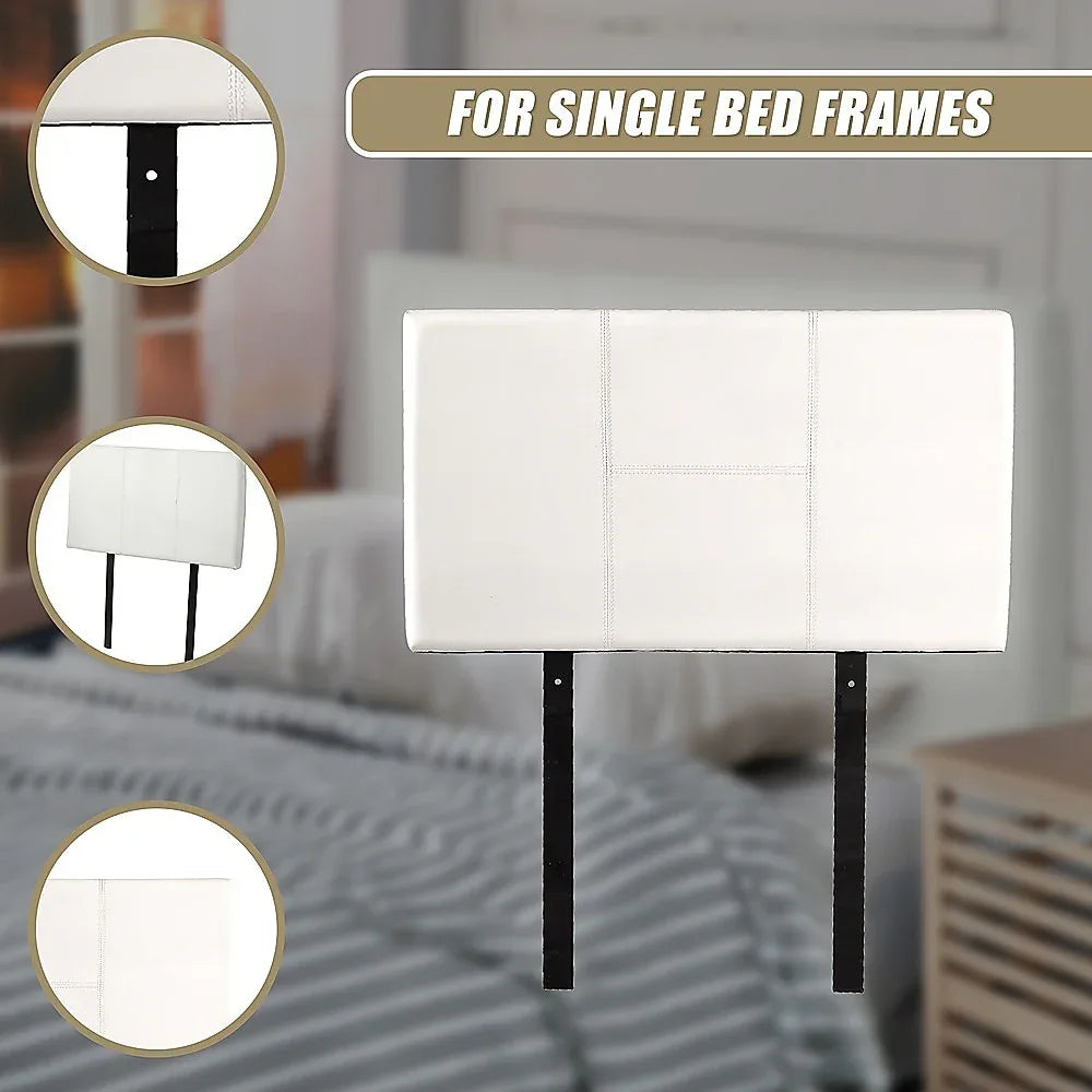 PU Leather Single Bed Headboard Bedhead - White - Mekamart Australia