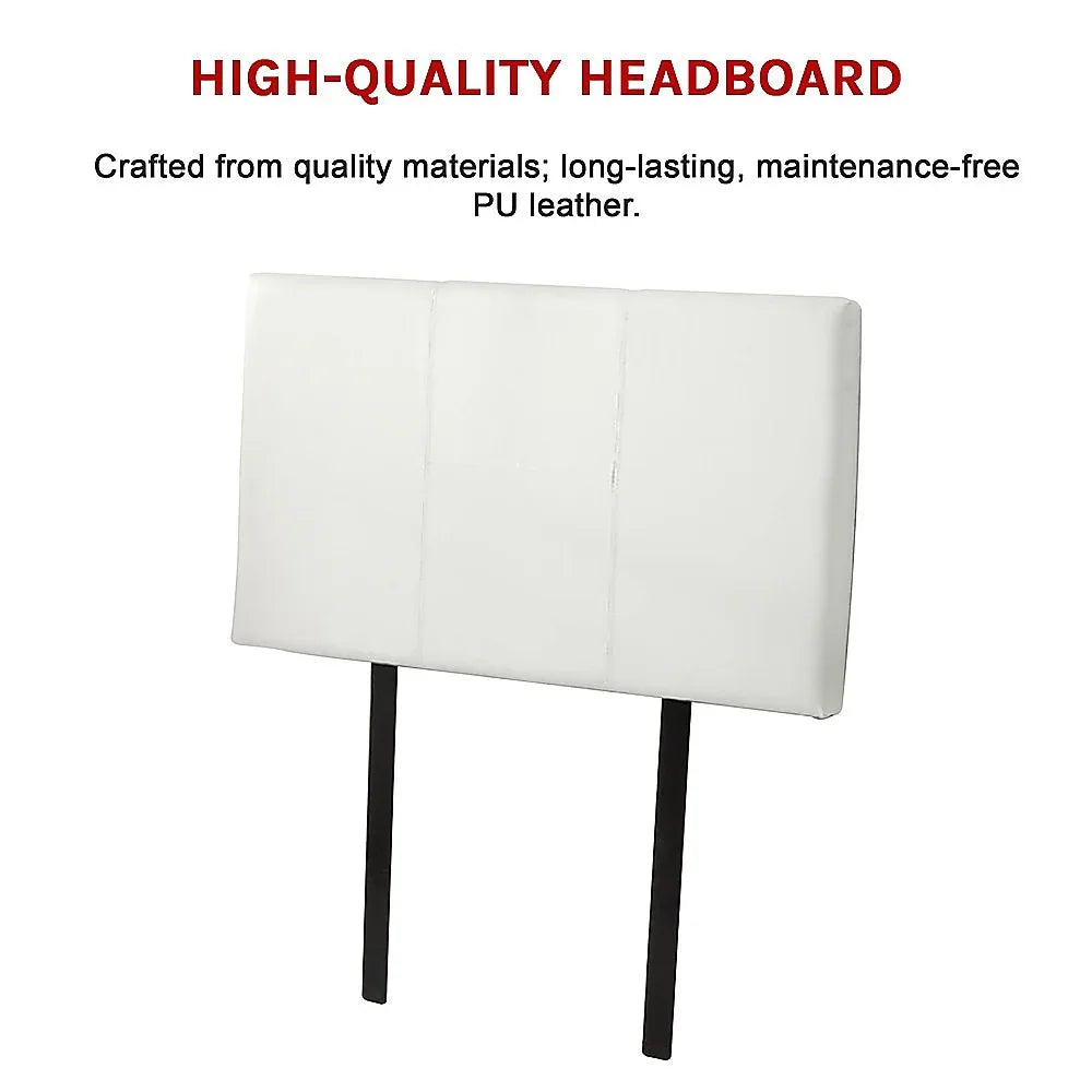 PU Leather Single Bed Headboard Bedhead - White - Mekamart Australia