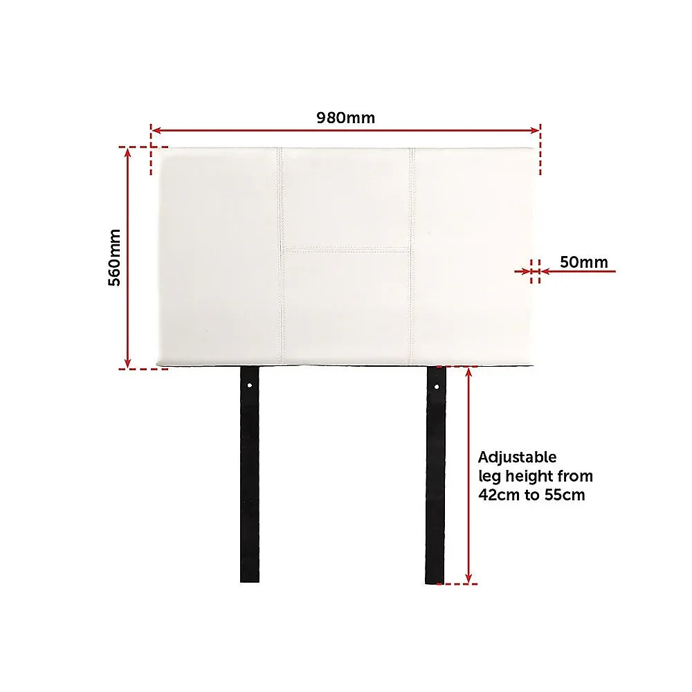 PU Leather Single Bed Headboard Bedhead - White - Mekamart Australia