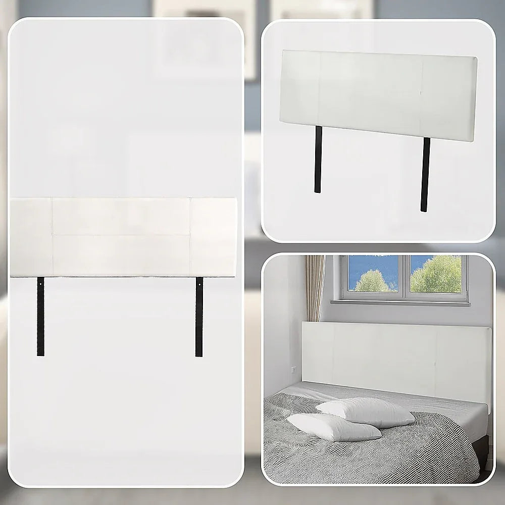 PU Leather Queen Bed Headboard Bedhead - White - Mekamart Australia