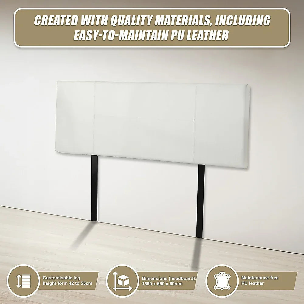 PU Leather Queen Bed Headboard Bedhead - White - Mekamart Australia