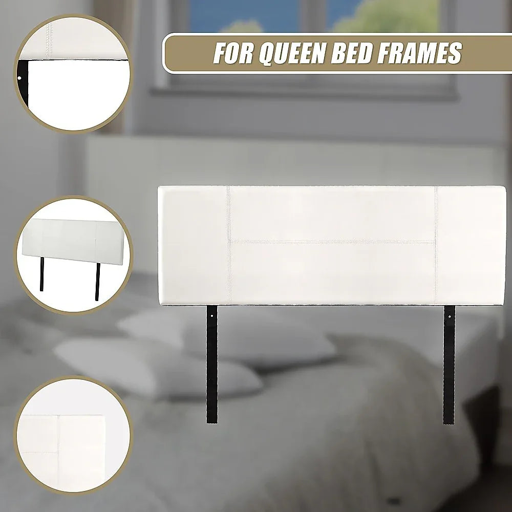 PU Leather Queen Bed Headboard Bedhead - White - Mekamart Australia