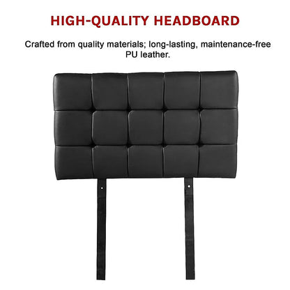 PU Leather Single Bed Deluxe Headboard Bedhead - Black - Mekamart Australia
