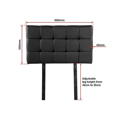 PU Leather Single Bed Deluxe Headboard Bedhead - Black - Mekamart Australia