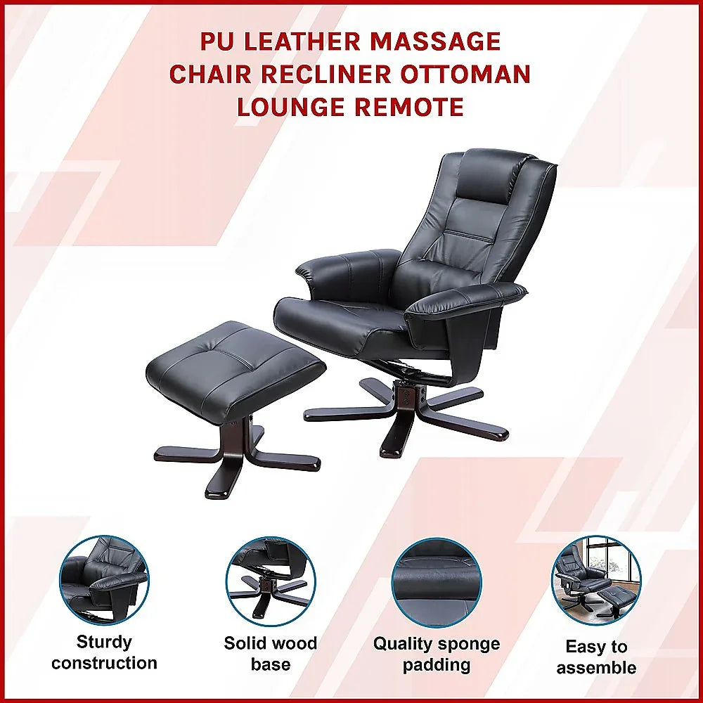 PU Leather Massage Chair Recliner Ottoman Lounge Remote - Mekamart Australia