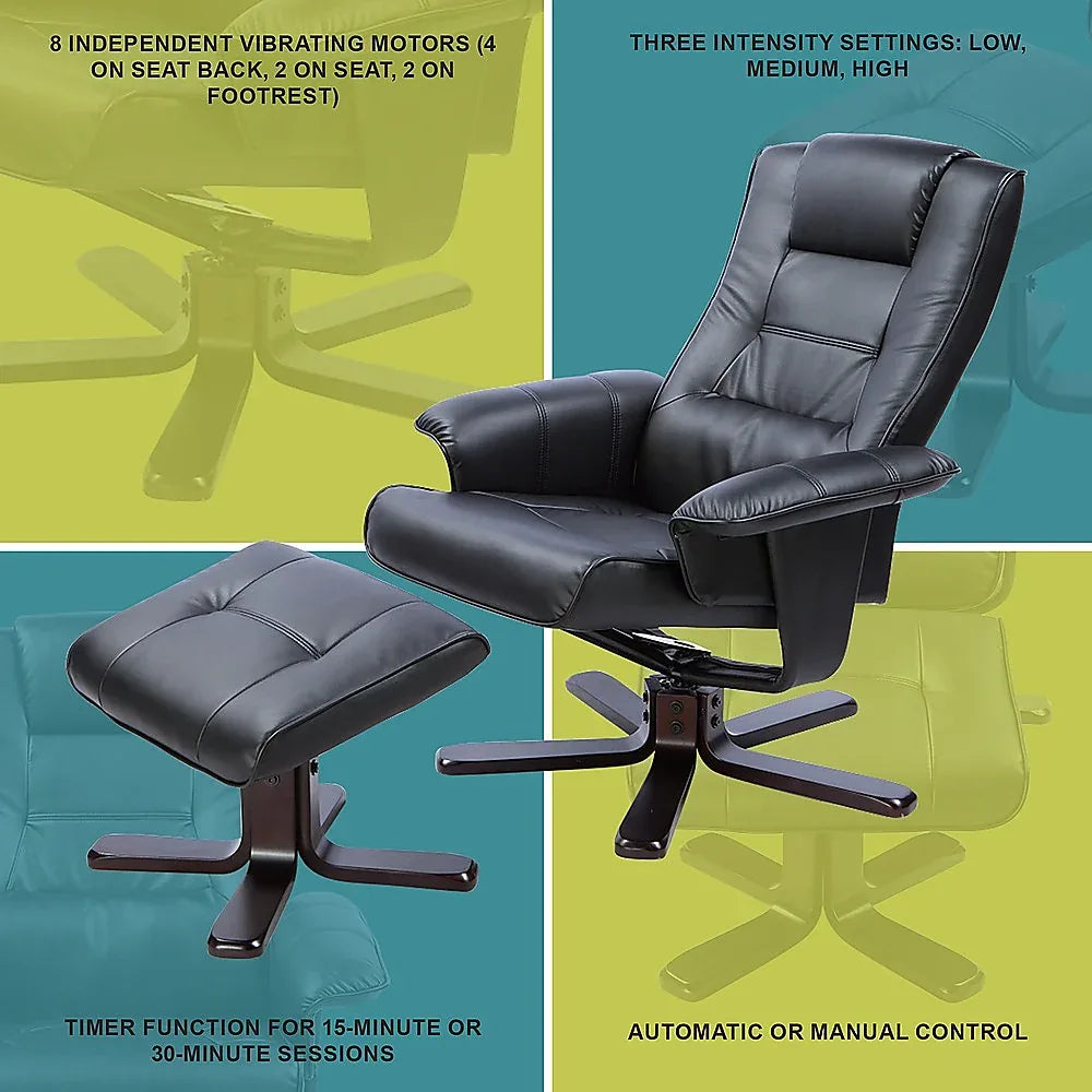 PU Leather Massage Chair Recliner Ottoman Lounge Remote - Mekamart Australia