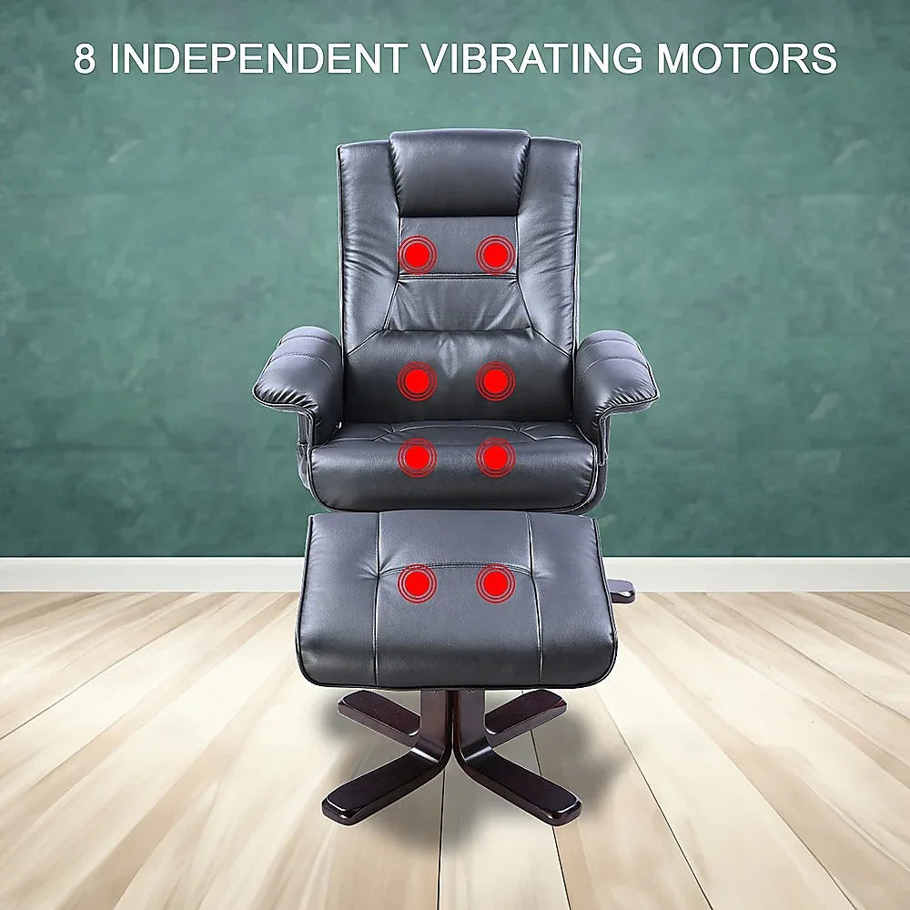 PU Leather Massage Chair Recliner Ottoman Lounge Remote - Mekamart Australia