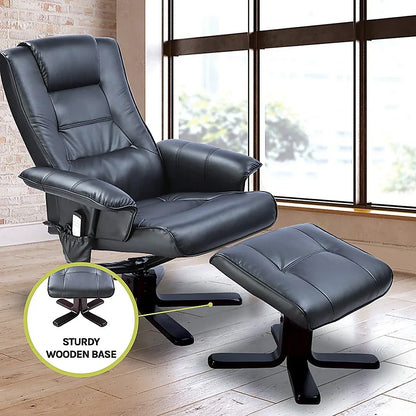 PU Leather Massage Chair Recliner Ottoman Lounge Remote - Mekamart Australia
