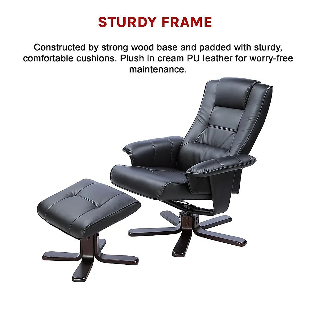 PU Leather Massage Chair Recliner Ottoman Lounge Remote - Mekamart Australia