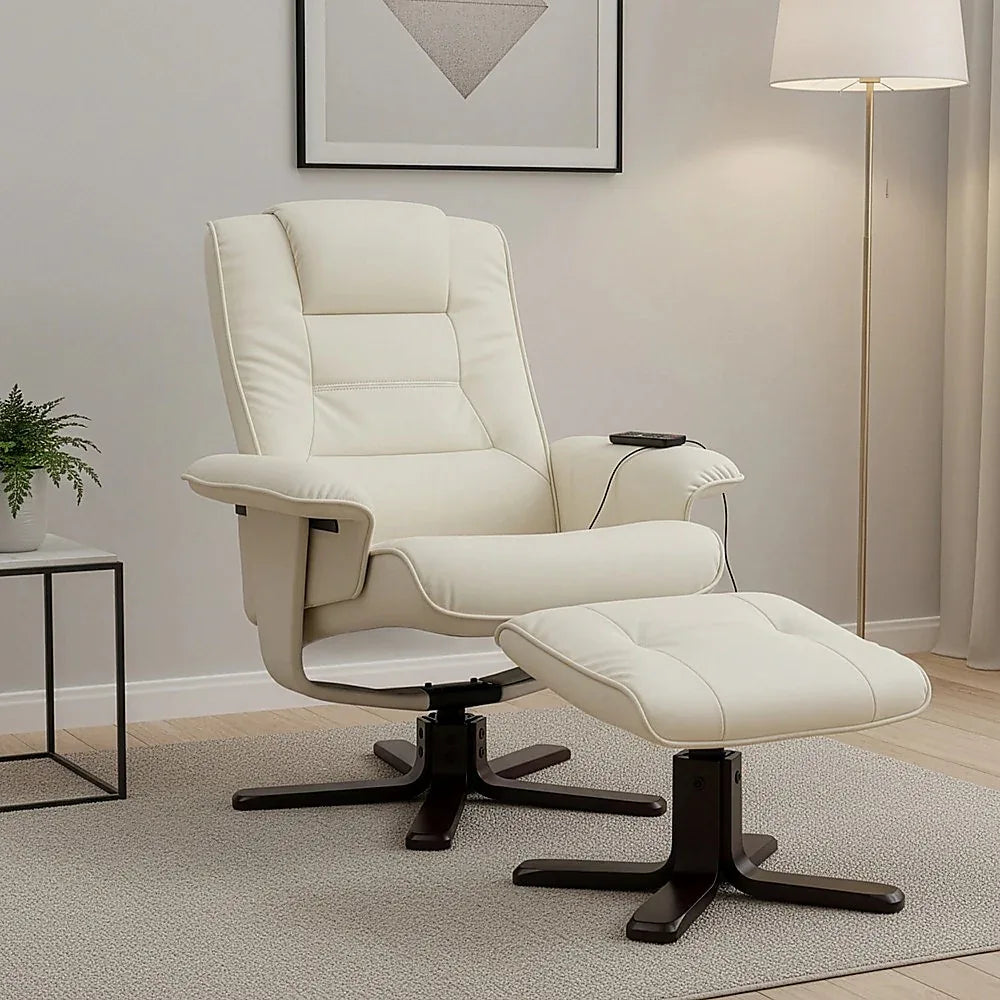 PU Leather Massage Chair Recliner Ottoman Lounge Remote - Mekamart Australia