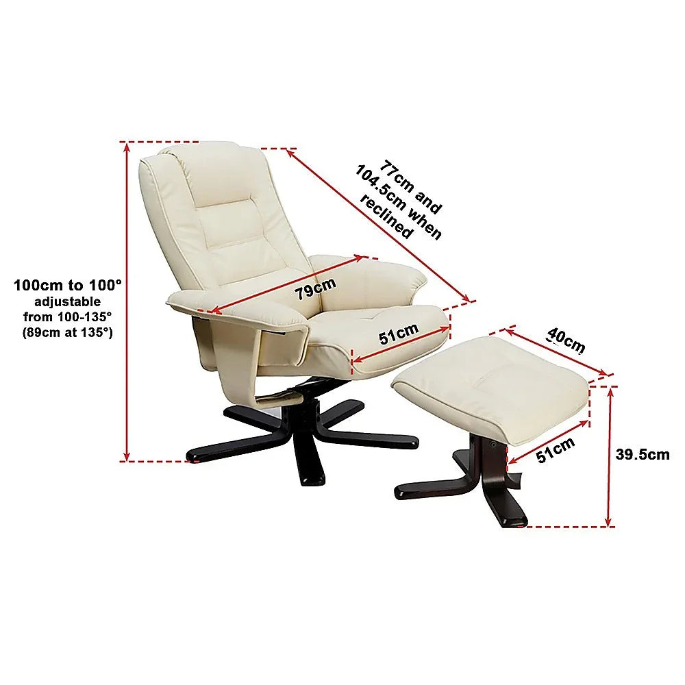 PU Leather Massage Chair Recliner Ottoman Lounge Remote - Mekamart Australia