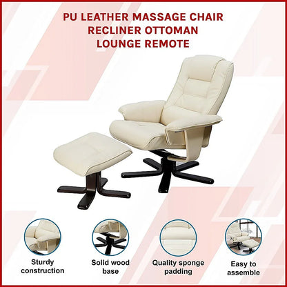 PU Leather Massage Chair Recliner Ottoman Lounge Remote - Mekamart Australia