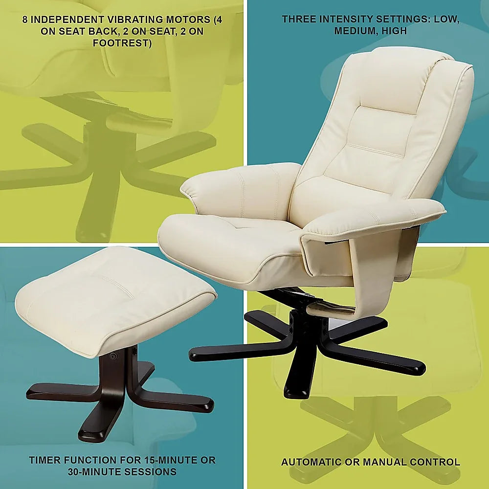 PU Leather Massage Chair Recliner Ottoman Lounge Remote - Mekamart Australia
