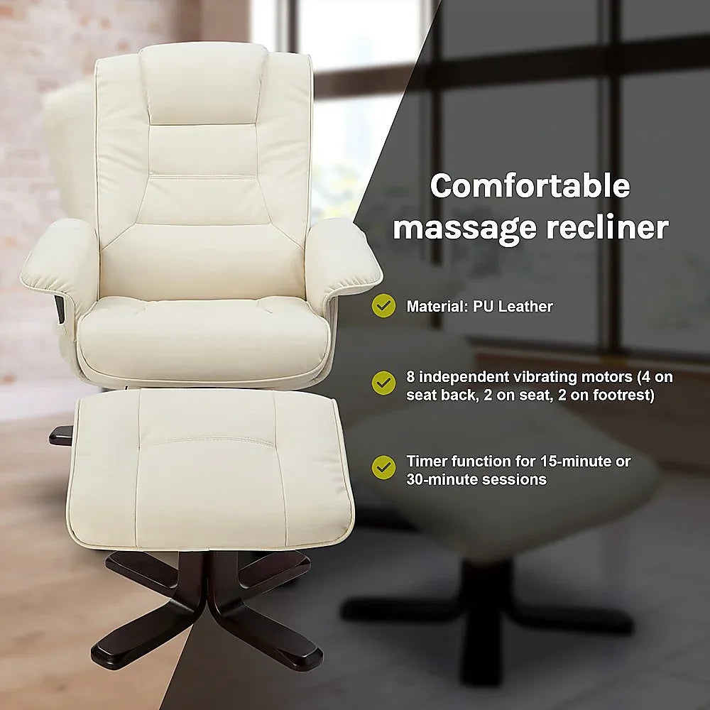 PU Leather Massage Chair Recliner Ottoman Lounge Remote - Mekamart Australia