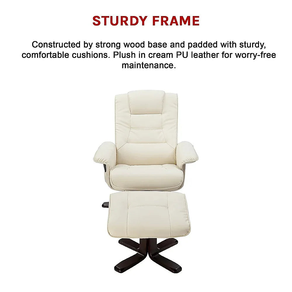 PU Leather Massage Chair Recliner Ottoman Lounge Remote - Mekamart Australia