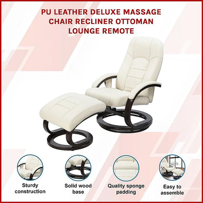 PU Leather Deluxe Massage Chair Recliner Ottoman Lounge Remote - Mekamart Australia