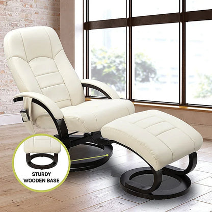 PU Leather Deluxe Massage Chair Recliner Ottoman Lounge Remote - Mekamart Australia