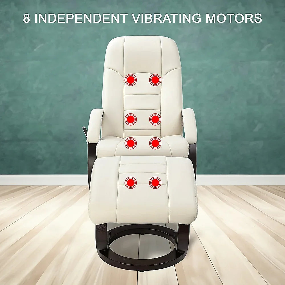 PU Leather Deluxe Massage Chair Recliner Ottoman Lounge Remote - Mekamart Australia