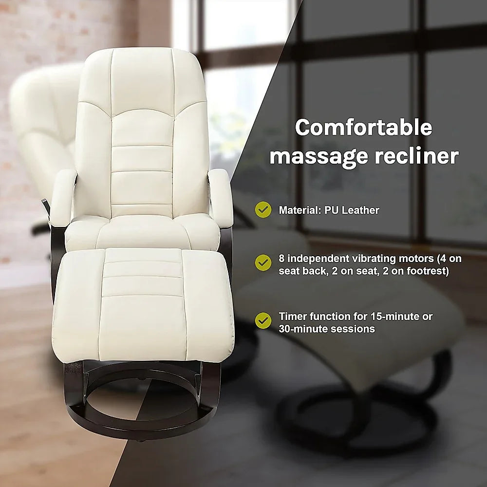 PU Leather Deluxe Massage Chair Recliner Ottoman Lounge Remote - Mekamart Australia