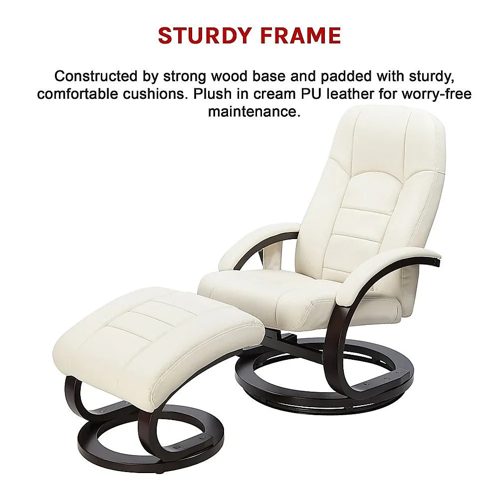 PU Leather Deluxe Massage Chair Recliner Ottoman Lounge Remote - Mekamart Australia