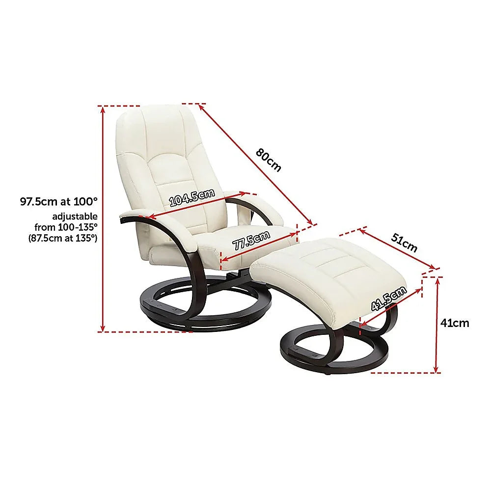 PU Leather Deluxe Massage Chair Recliner Ottoman Lounge Remote - Mekamart Australia