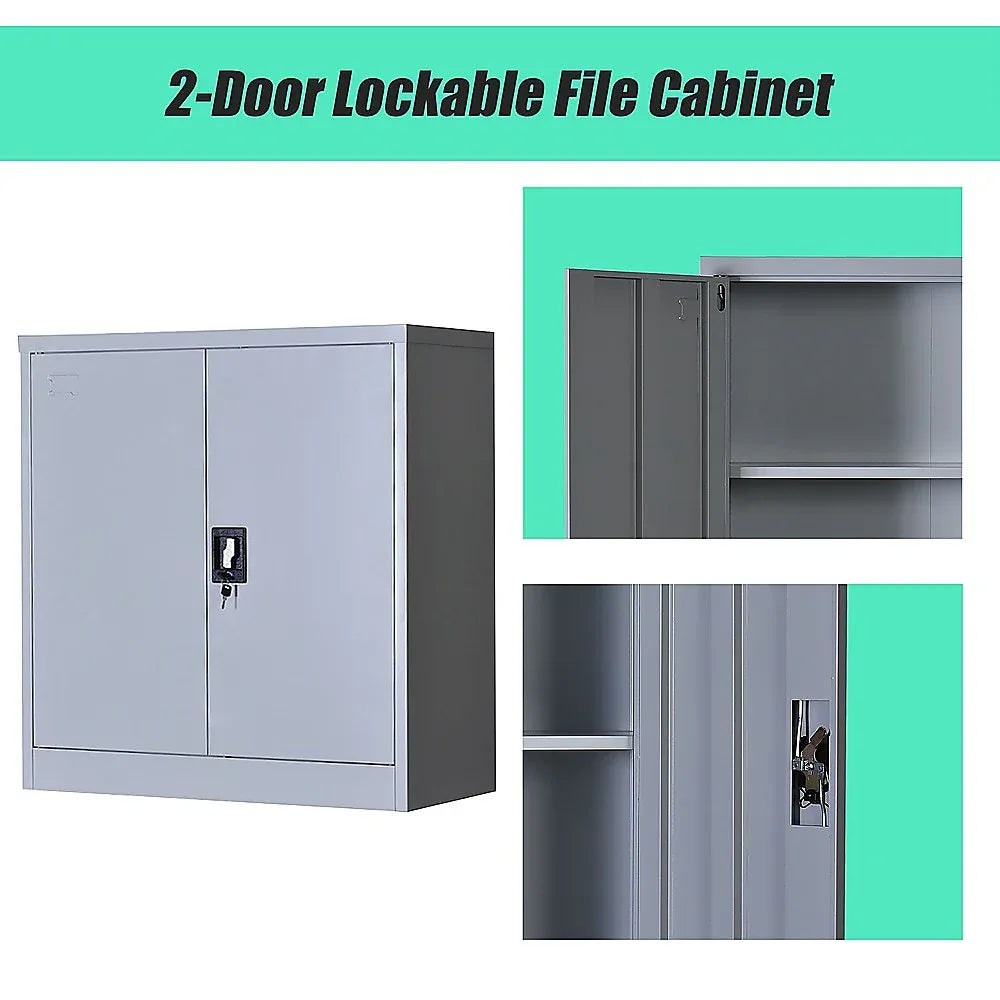 Two-Door Shelf Office Gym Filing Storage Locker Cabinet Safe - Mekamart Australia