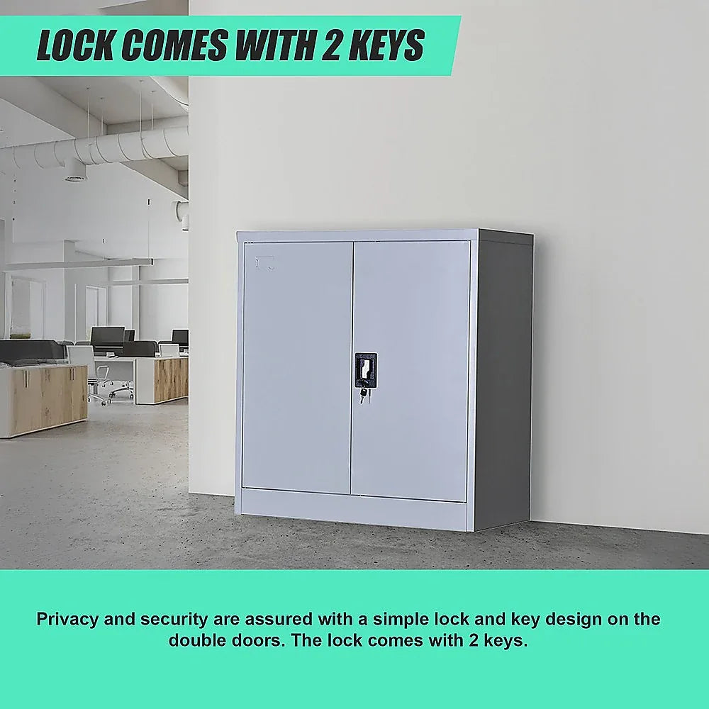 Two-Door Shelf Office Gym Filing Storage Locker Cabinet Safe - Mekamart Australia