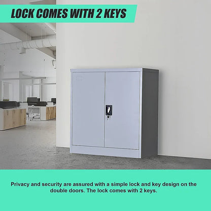 Two-Door Shelf Office Gym Filing Storage Locker Cabinet Safe - Mekamart Australia