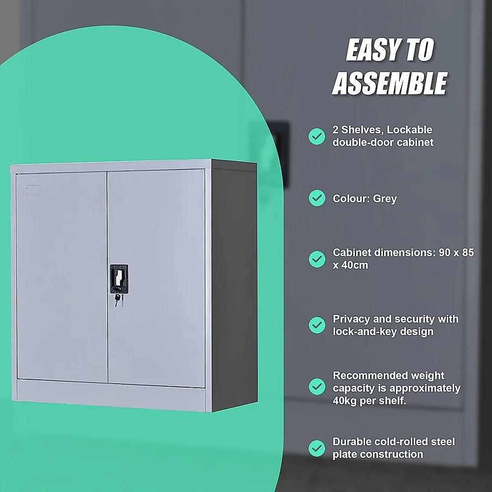 Two-Door Shelf Office Gym Filing Storage Locker Cabinet Safe - Mekamart Australia