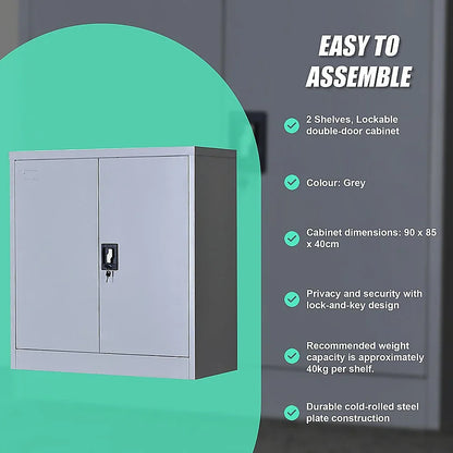 Two-Door Shelf Office Gym Filing Storage Locker Cabinet Safe - Mekamart Australia