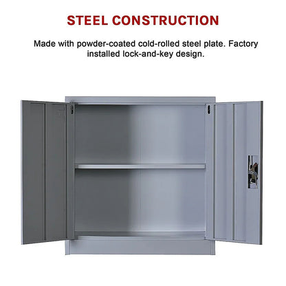 Two-Door Shelf Office Gym Filing Storage Locker Cabinet Safe - Mekamart Australia