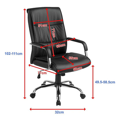 PU Leather Office Chair – Ergonomic Executive Swivel Desk Chair with Padded Seat in Black - Mekamart Australia