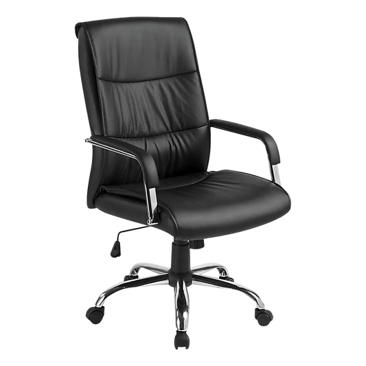 PU Leather Office Chair – Ergonomic Executive Swivel Desk Chair with Padded Seat in Black - Mekamart Australia