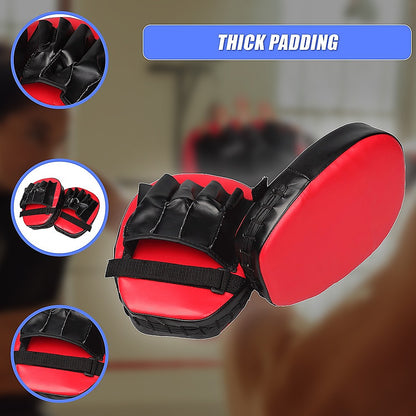 2 x Thai Boxing Punch Focus Gloves Kit Training Red & Black Pads
