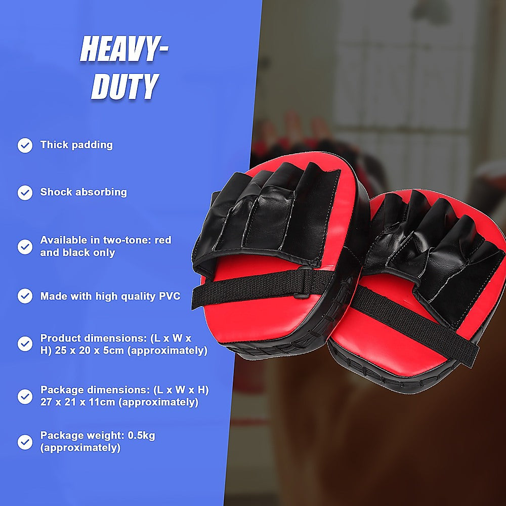 2 x Thai Boxing Punch Focus Gloves Kit Training Red & Black Pads