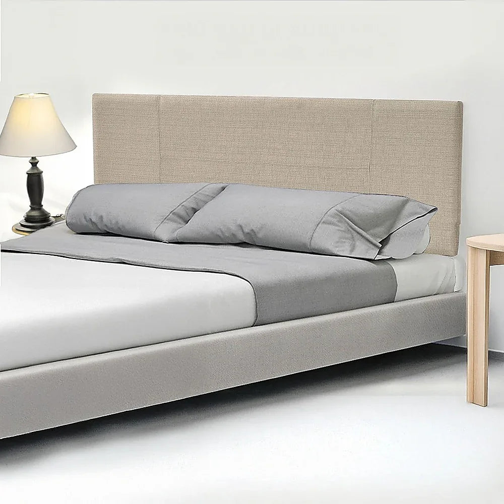 Linen Fabric King Bed Headboard Bedhead - Beige - Mekamart Australia