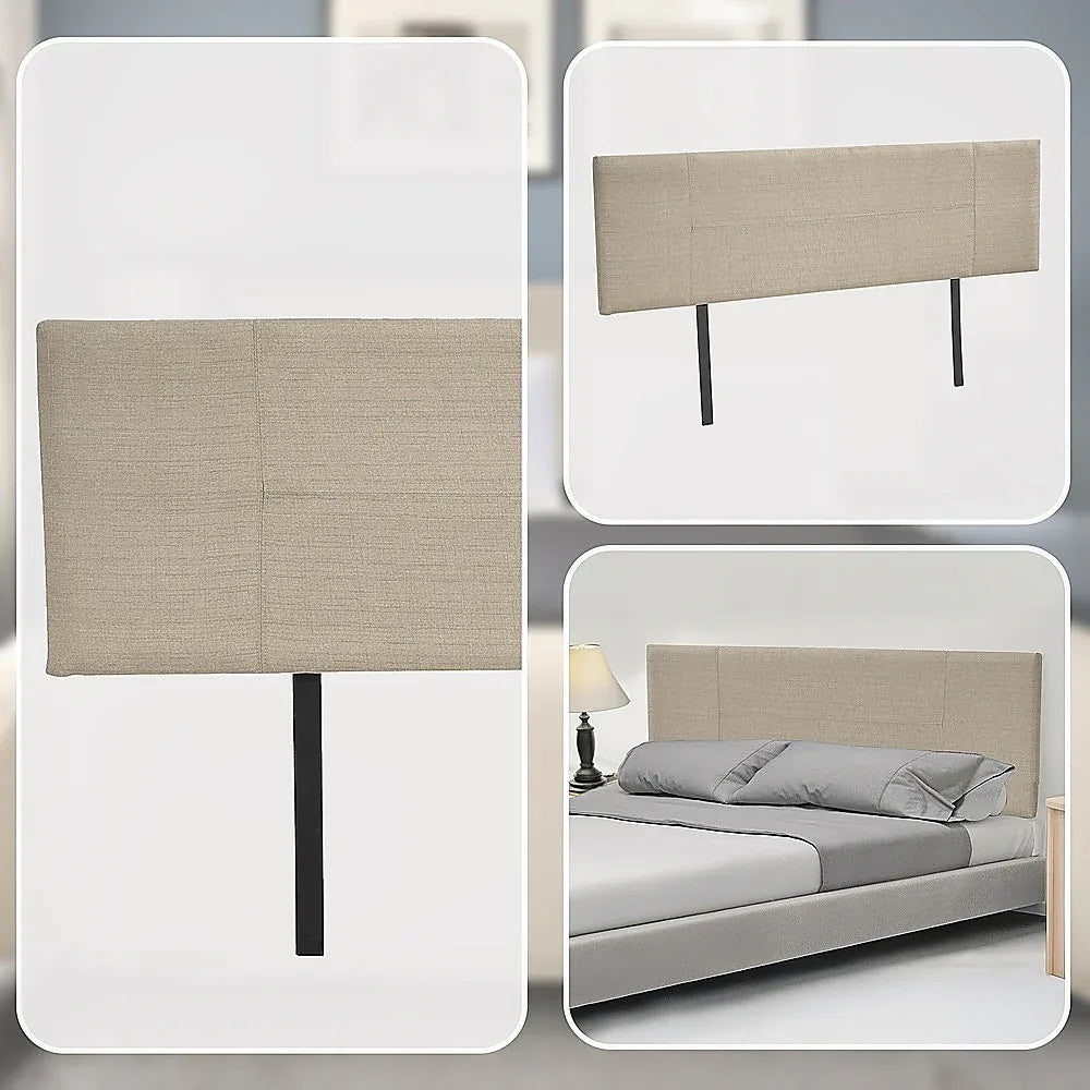 Linen Fabric King Bed Headboard Bedhead - Beige - Mekamart Australia