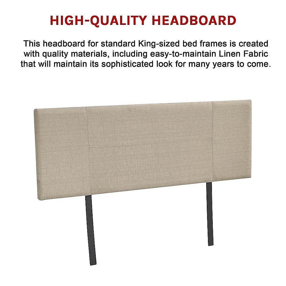 Linen Fabric King Bed Headboard Bedhead - Beige - Mekamart Australia