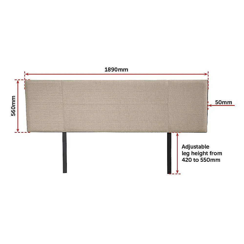 Linen Fabric King Bed Headboard Bedhead - Beige - Mekamart Australia