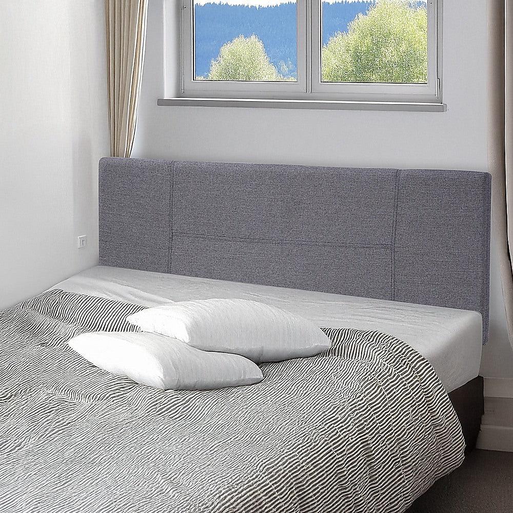 Linen Fabric Queen Bed Headboard Bedhead - Grey - Mekamart Australia