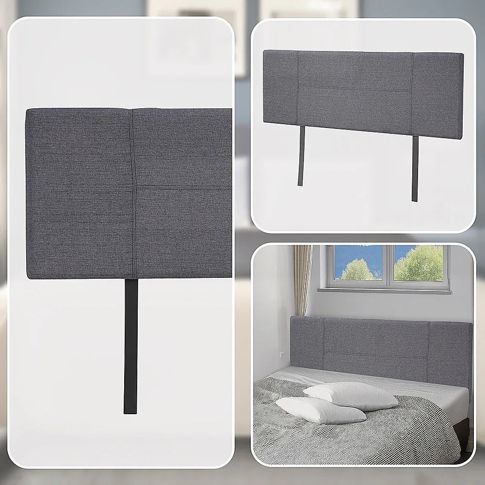 Linen Fabric Queen Bed Headboard Bedhead - Grey - Mekamart Australia