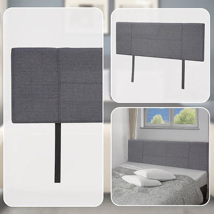 Linen Fabric Queen Bed Headboard Bedhead - Grey - Mekamart Australia