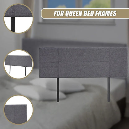 Linen Fabric Queen Bed Headboard Bedhead - Grey - Mekamart Australia