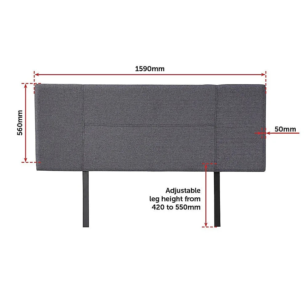 Linen Fabric Queen Bed Headboard Bedhead - Grey - Mekamart Australia