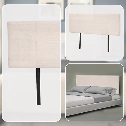 Linen Fabric Queen Bed Headboard Bedhead - Beige - Mekamart Australia
