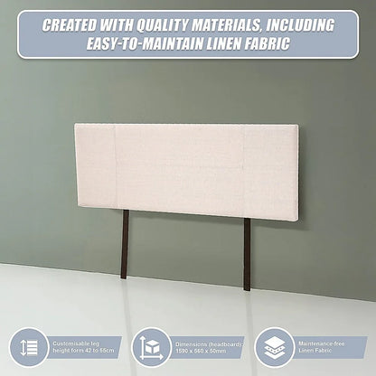 Linen Fabric Queen Bed Headboard Bedhead - Beige - Mekamart Australia