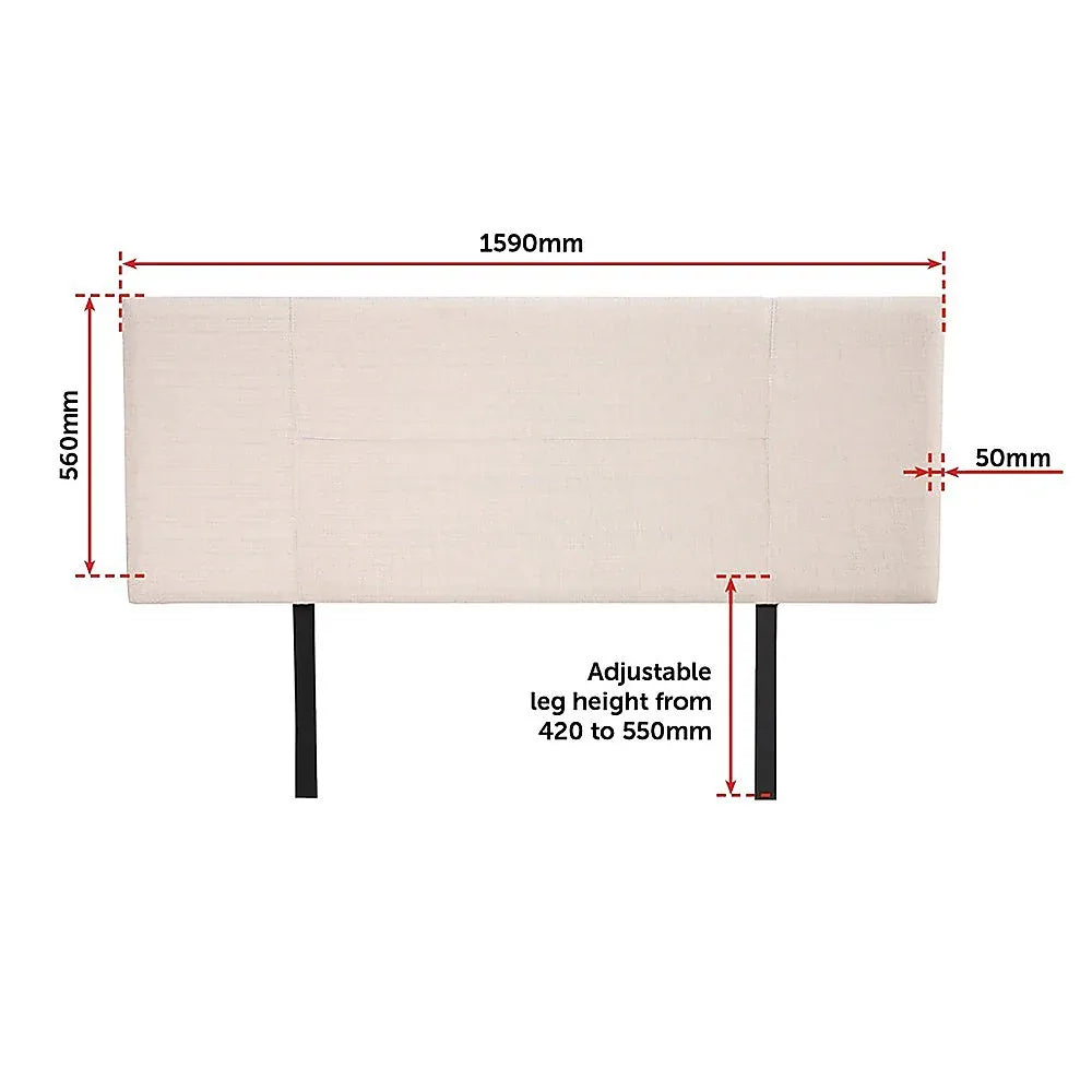 Linen Fabric Queen Bed Headboard Bedhead - Beige - Mekamart Australia